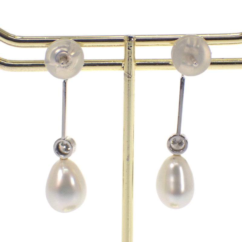 デザインジュエリー スイング ピアス K18ホワイトゴールド K14ホワイトゴールド ダイヤモンド パール レディース【中古】【Aランク】