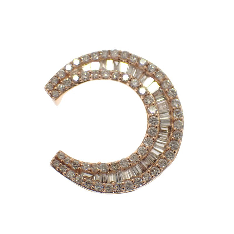 デザインジュエリー ムーン ペンダントトップ K18ピンクゴールド ダイヤモンド レディース【中古】【Aランク】