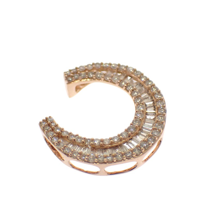 デザインジュエリー ムーン ペンダントトップ K18ピンクゴールド ダイヤモンド レディース【中古】【Aランク】