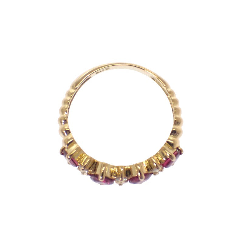 デザインジュエリー 5号 リング K18イエローゴールド ダイヤモンド ルビー レディース【中古】【Aランク】