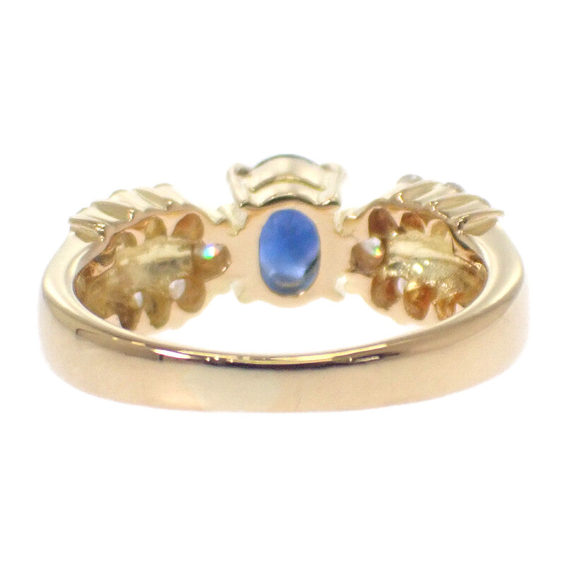 Design Jewelry 8 Ring K18 Yellow Gold Blue Sapphire Diamond Ladies [Used] [A Rank]