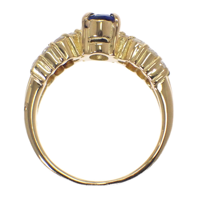 Design Jewelry 8 Ring K18 Yellow Gold Blue Sapphire Diamond Ladies [Used] [A Rank]
