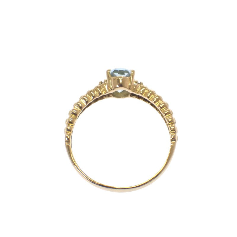 Designer Jewelry, Size 13 Ring, K18 Yellow Gold, Diamond, Aquamarine, Ladies [Used] [A Rank]
