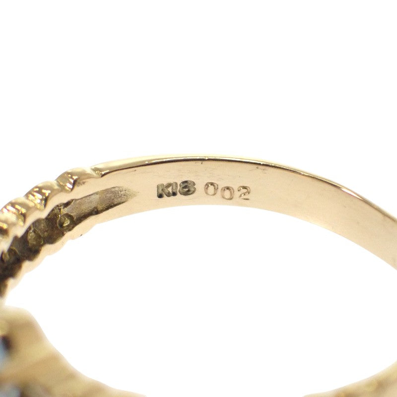 Designer Jewelry, Size 13 Ring, K18 Yellow Gold, Diamond, Aquamarine, Ladies [Used] [A Rank]