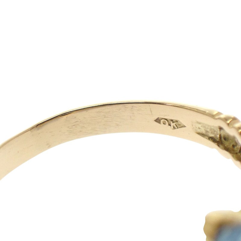 Designer Jewelry, Size 13 Ring, K18 Yellow Gold, Diamond, Aquamarine, Ladies [Used] [A Rank]