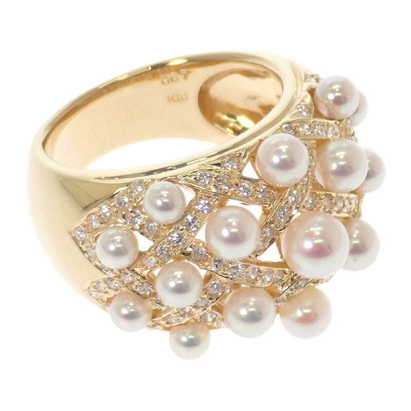 デザインジュエリー ベビーパール 13号 リング K18イエローゴールド ダイヤモンド パール レディース【中古】【Aランク】