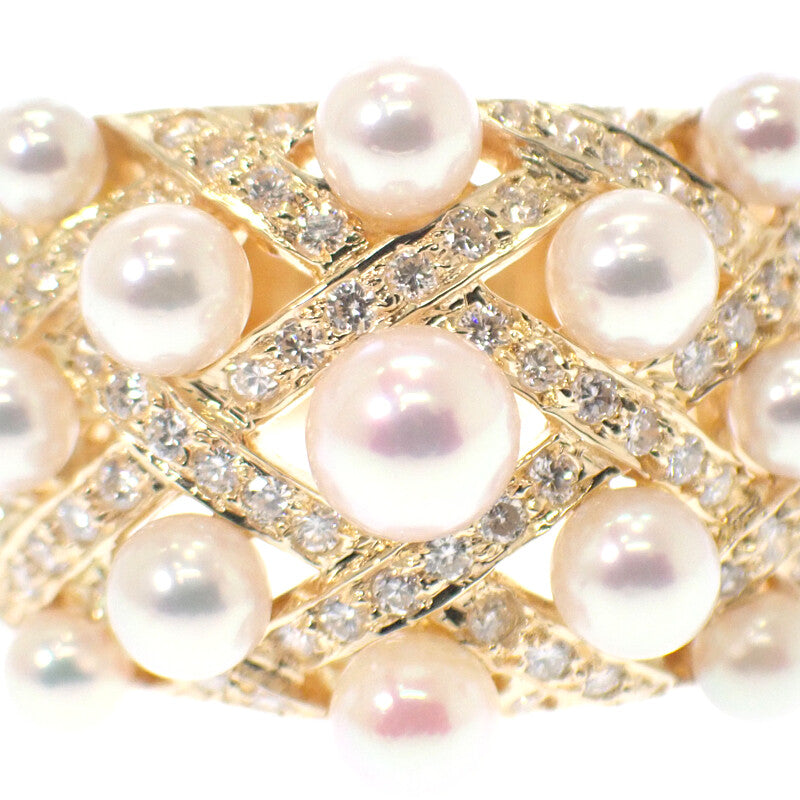 デザインジュエリー ベビーパール 13号 リング K18イエローゴールド ダイヤモンド パール レディース【中古】【Aランク】