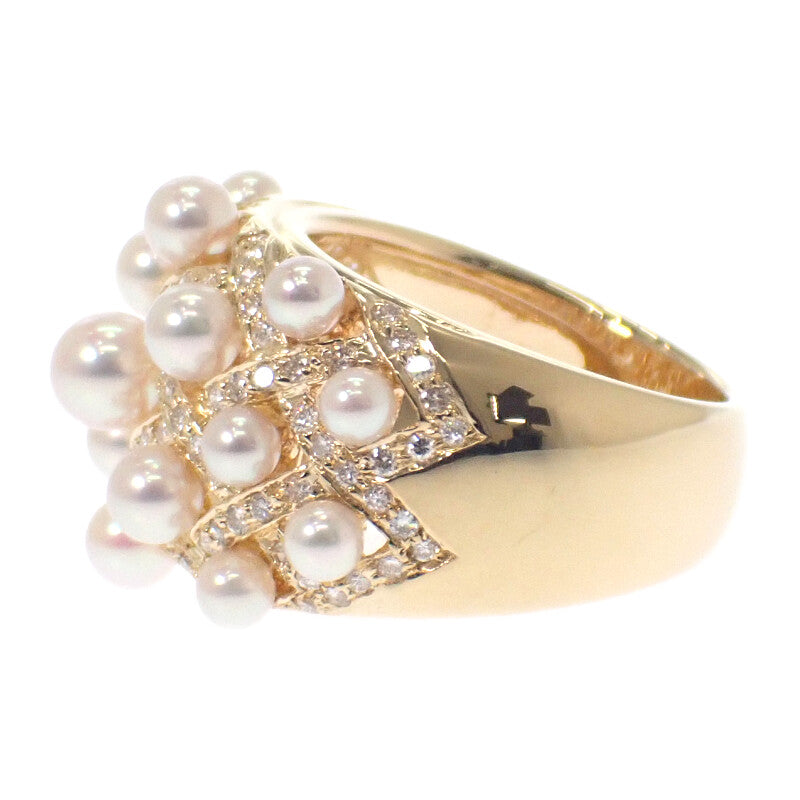 デザインジュエリー ベビーパール 13号 リング K18イエローゴールド ダイヤモンド パール レディース【中古】【Aランク】