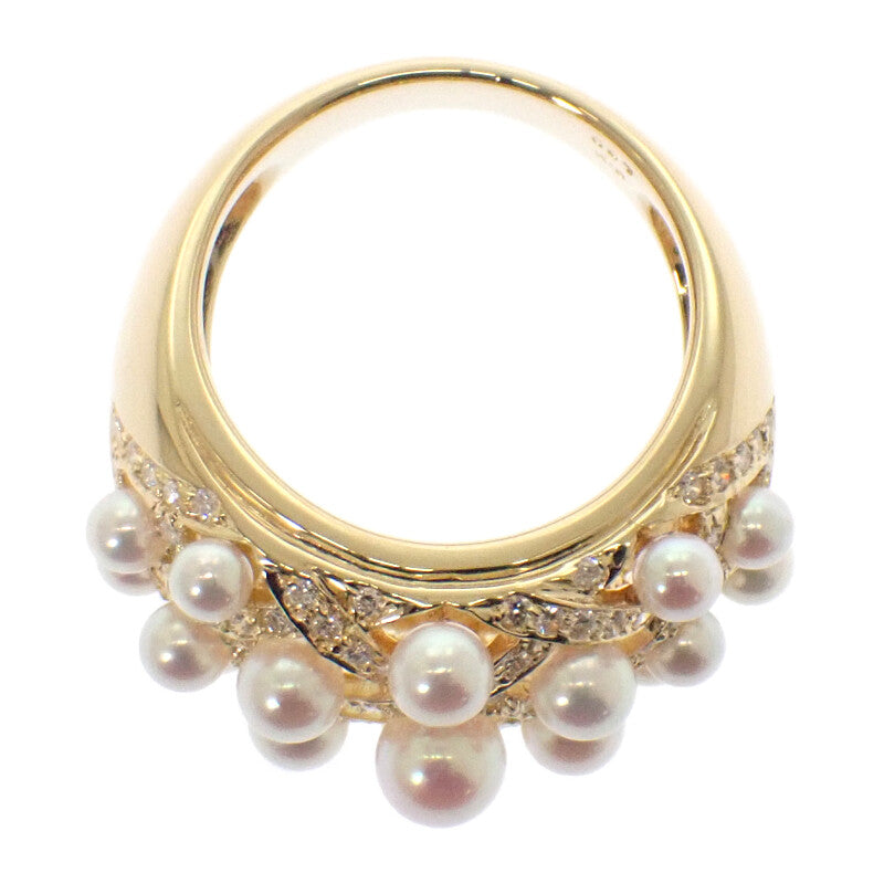 デザインジュエリー ベビーパール 13号 リング K18イエローゴールド ダイヤモンド パール レディース【中古】【Aランク】