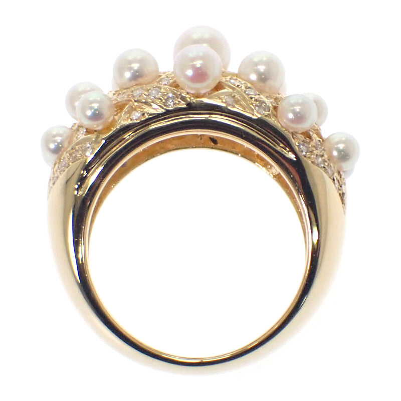 デザインジュエリー ベビーパール 13号 リング K18イエローゴールド ダイヤモンド パール レディース【中古】【Aランク】