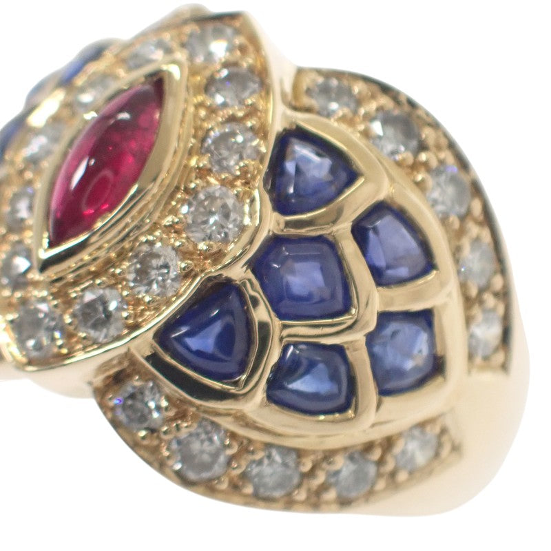 デザインジュエリー 13号 リング K18イエローゴールド サファイア ルビー ダイヤモンド レディース【中古】【Aランク】
