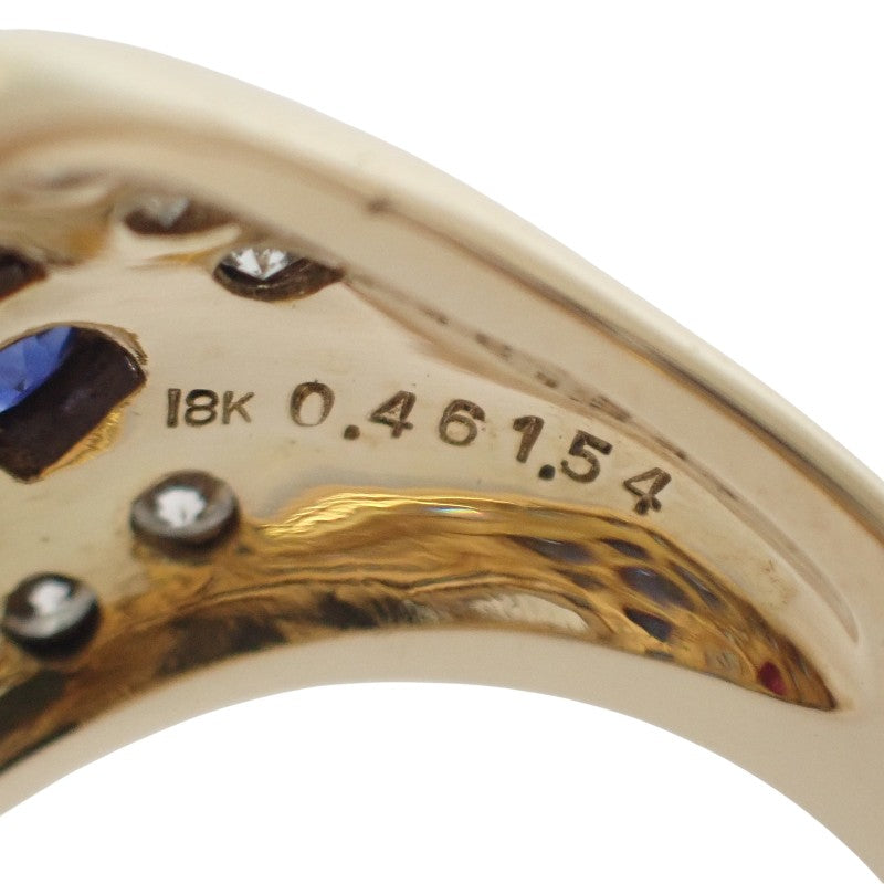 デザインジュエリー 13号 リング K18イエローゴールド サファイア ルビー ダイヤモンド レディース【中古】【Aランク】