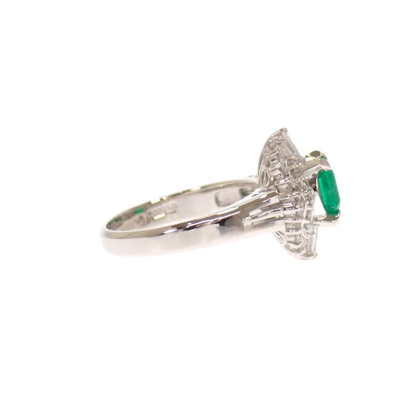 Designer Jewelry Ring, Size 10, Pt900 Platinum, Emerald, Diamond, For Women [Used] [A Rank]