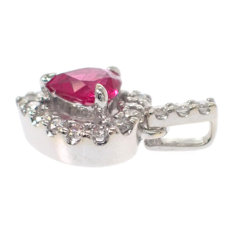 デザインジュエリー ハート ペンダントトップ K18ホワイトゴールド ピンク ルビー ダイヤモンド レディース【中古】【Aランク】