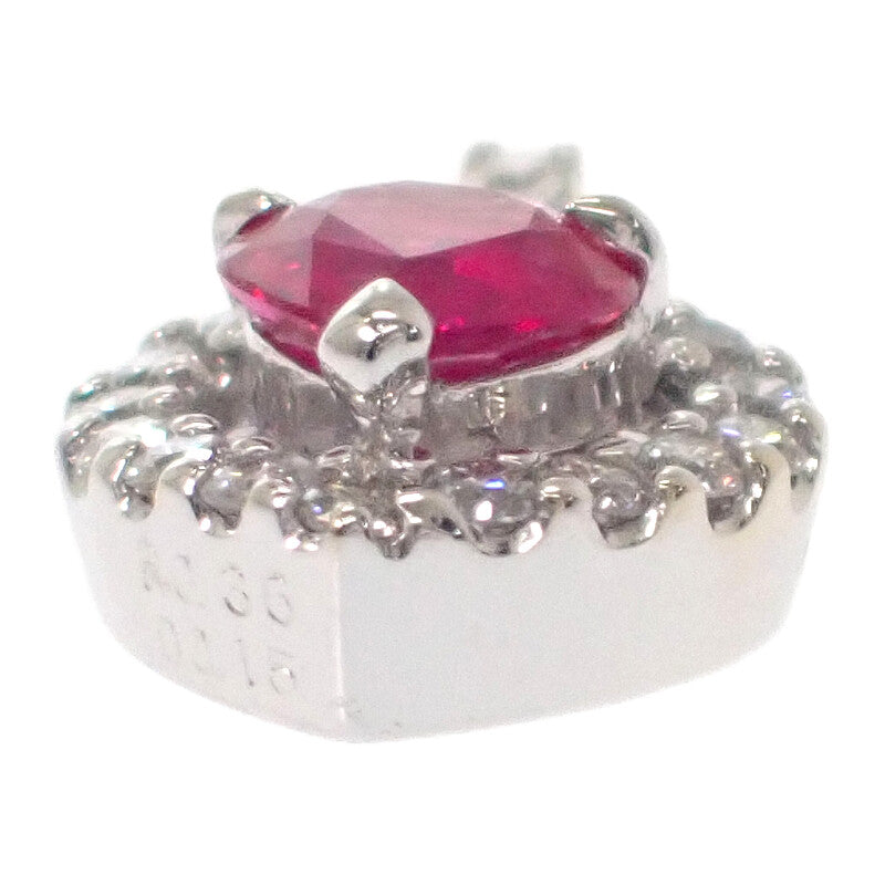 デザインジュエリー ハート ペンダントトップ K18ホワイトゴールド ピンク ルビー ダイヤモンド レディース【中古】【Aランク】