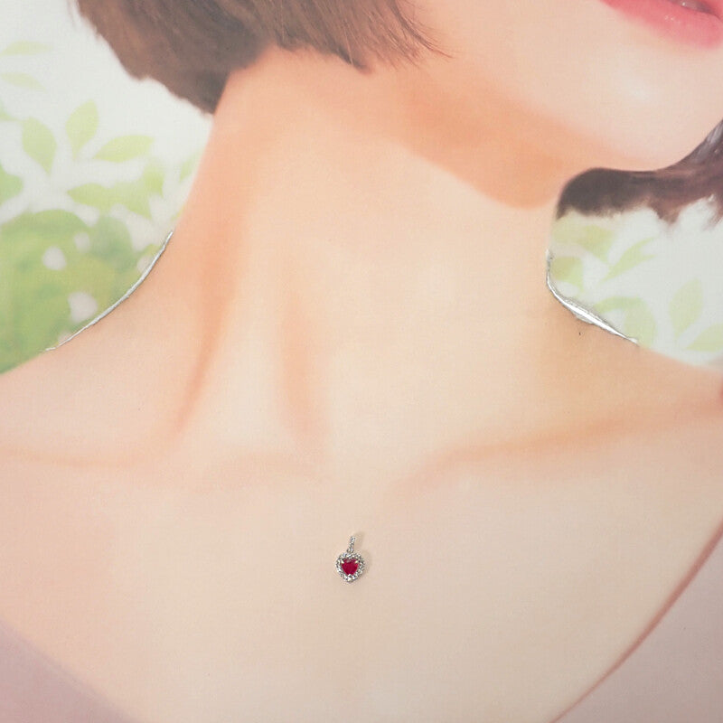 デザインジュエリー ハート ペンダントトップ K18ホワイトゴールド ピンク ルビー ダイヤモンド レディース【中古】【Aランク】