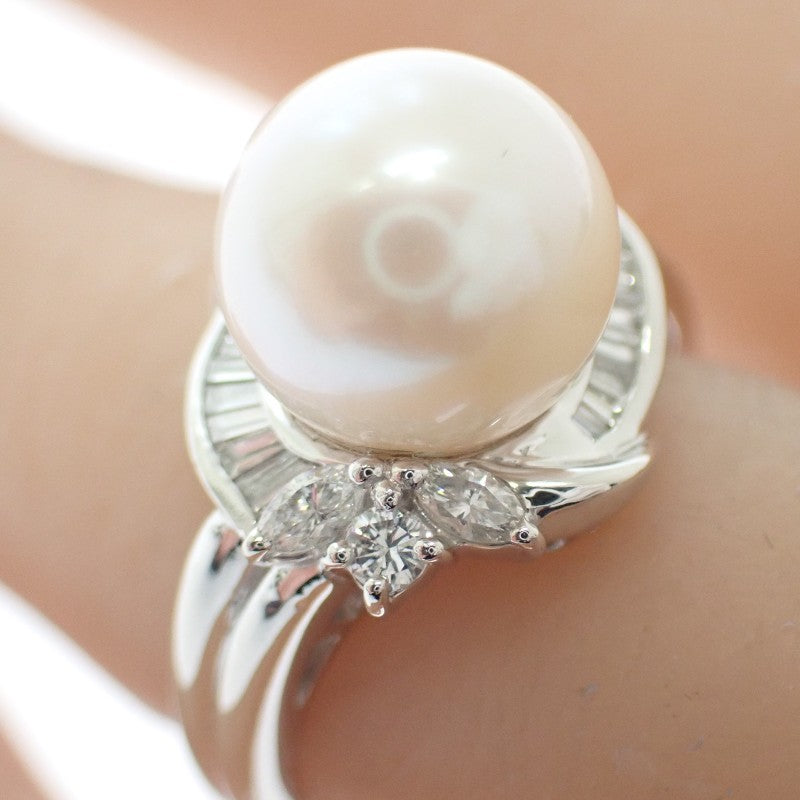 デザインジュエリー 11号 リング Pt900プラチナ ダイヤモンド パール ダイヤモンド レディース【中古】【Aランク】