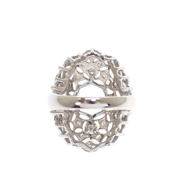 Designer Jewelry Ring, Size 12, K18 White Gold, Blue Topaz, Diamonds, Ladies [Used] [A Rank]