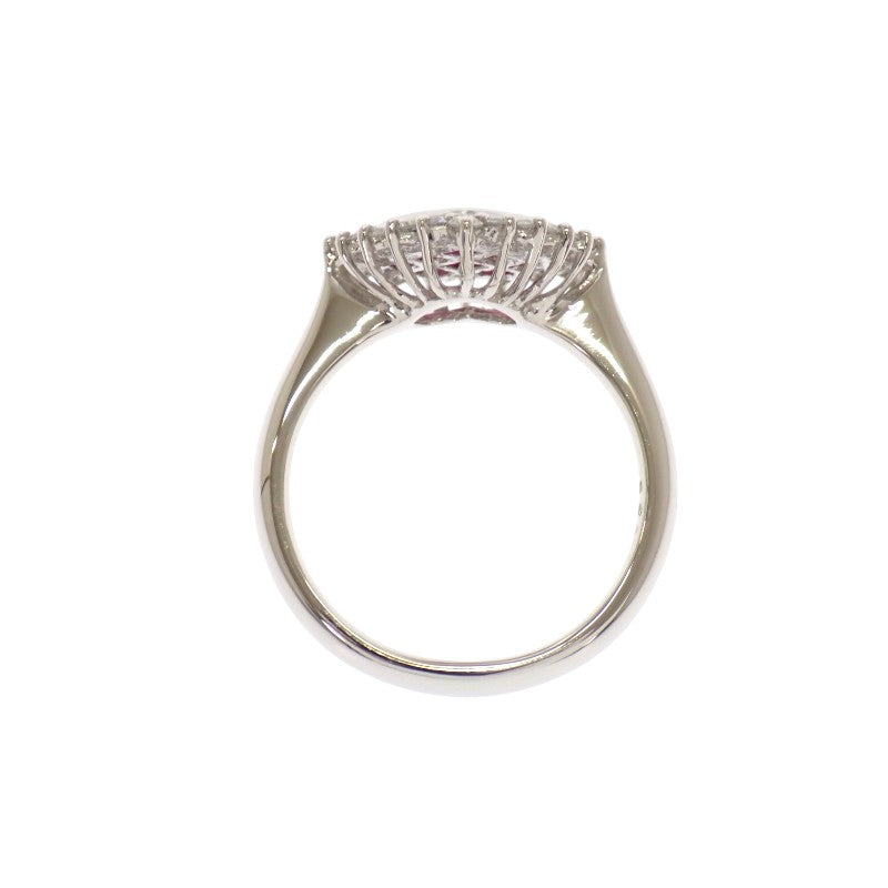 Design Jewelry Heart Mystery 12.5 Ring Pt900 Platinum Ruby Diamond Ladies [Used] [A Rank]