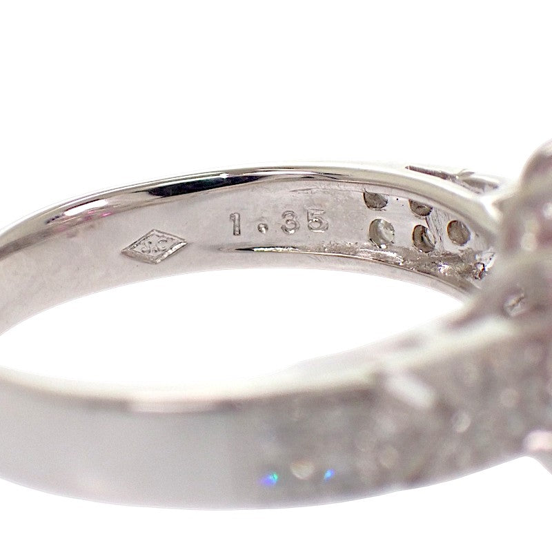 Designer Jewelry Flower Size 10 Ring K18 White Gold Diamond Pink Tourmaline Ladies' [Used] [Rank A]