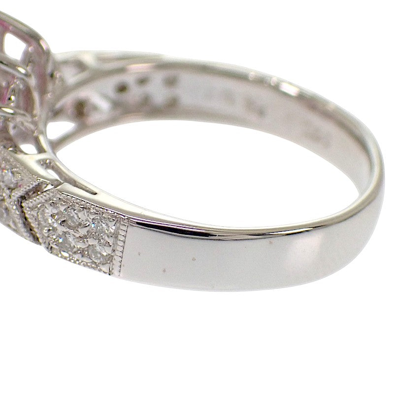 Designer Jewelry Flower Size 10 Ring K18 White Gold Diamond Pink Tourmaline Ladies' [Used] [Rank A]