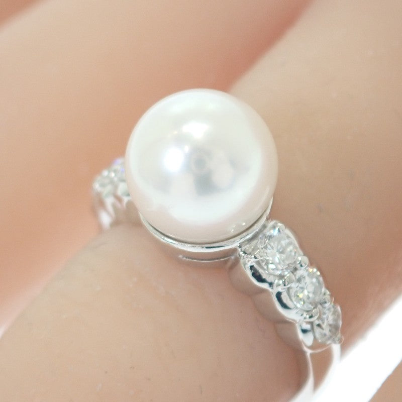 デザインジュエリー パール 11号 リング Pt900プラチナ ダイヤモンド