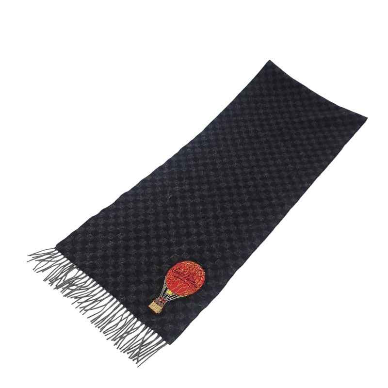 ルイヴィトン LOUIS VUITTON エシャルプ ダミエグラフィット マップ M75901 マフラー ウール アルパカ ブラック グレー メンズ【中古】【ABランク】