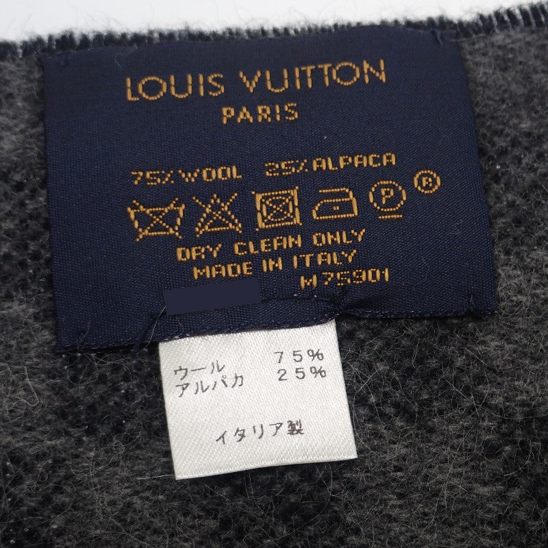 ルイヴィトン LOUIS VUITTON エシャルプ ダミエグラフィット マップ M75901 マフラー ウール アルパカ ブラック グレー メンズ【中古】【ABランク】