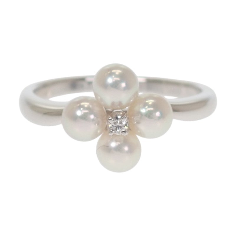 ミキモト MIKIMOTO パール 9号 リング K18ホワイトゴールド アコヤ真珠 ダイヤモンド レディース【中古】【Aランク】