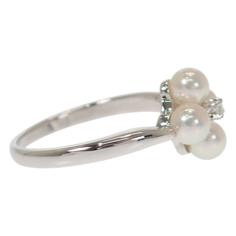 MIKIMOTO Pearl Ring K18 White Gold Akoya Pearl Diamond Women's [Used] [A Rank]