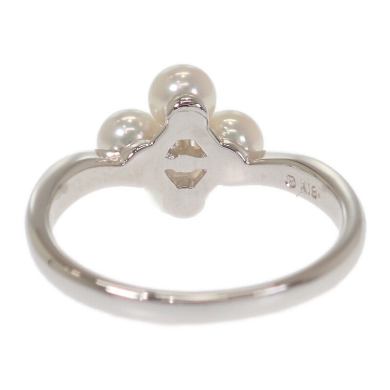 MIKIMOTO Pearl Ring K18 White Gold Akoya Pearl Diamond Women's [Used] [A Rank]