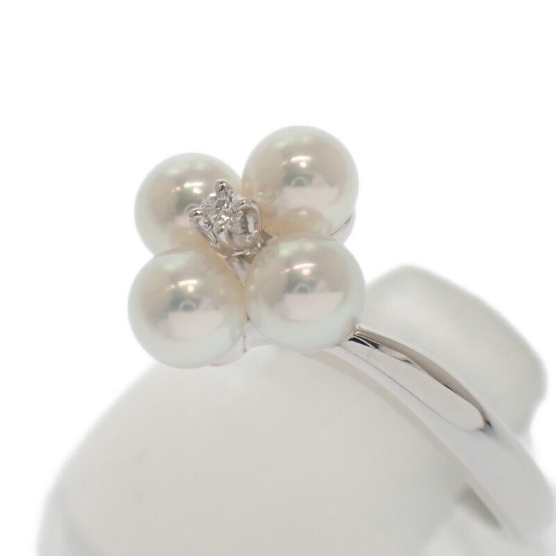 MIKIMOTO Pearl Ring K18 White Gold Akoya Pearl Diamond Women's [Used] [A Rank]