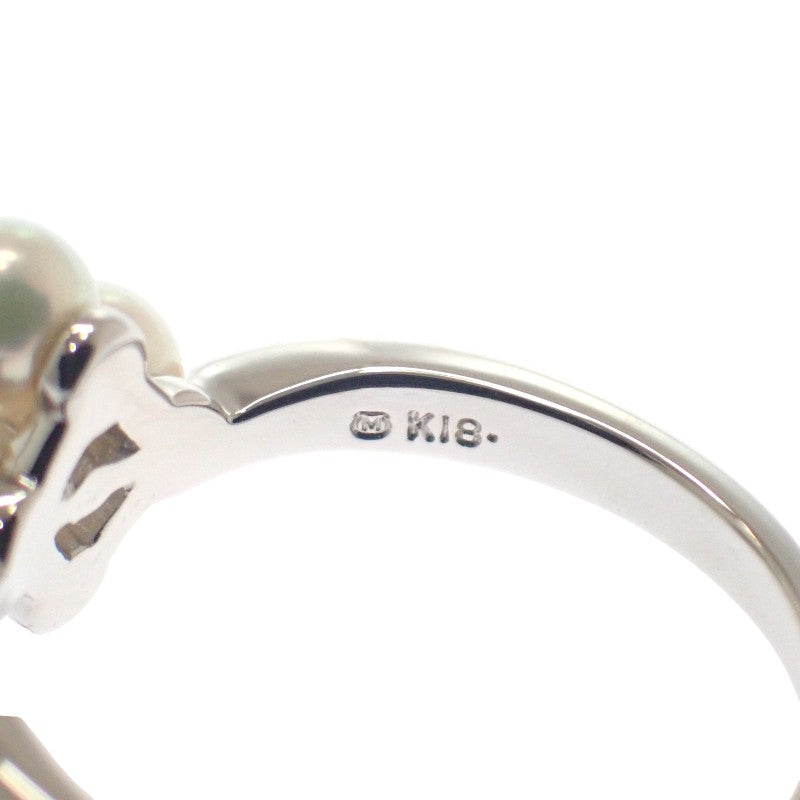 MIKIMOTO Pearl Ring K18 White Gold Akoya Pearl Diamond Women's [Used] [A Rank]