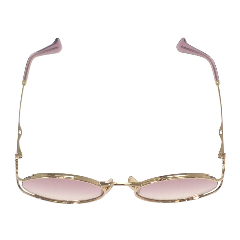 美品 ミュウミュウ サングラス ロゴ金具 夜明けのサングラス パープル×ゴールド ミュウ Miu ロゴ サングラス デミ柄 グラデーション アイウェア GP