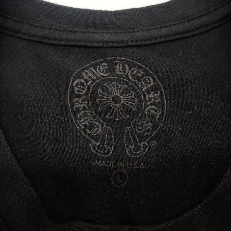 クロムハーツ CHROME HEARTS マルチカラーグラデーション フローラルクロス ロングスリーブトップス L 長袖Ｔシャツ コットン ブラック メンズ【中古】【Bランク】