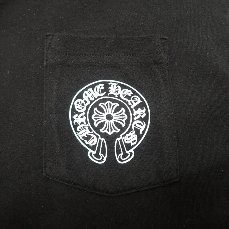 クロムハーツ CHROME HEARTS マルチカラーグラデーション フローラルクロス ロングスリーブトップス L 長袖Ｔシャツ コットン ブラック メンズ【中古】【Bランク】