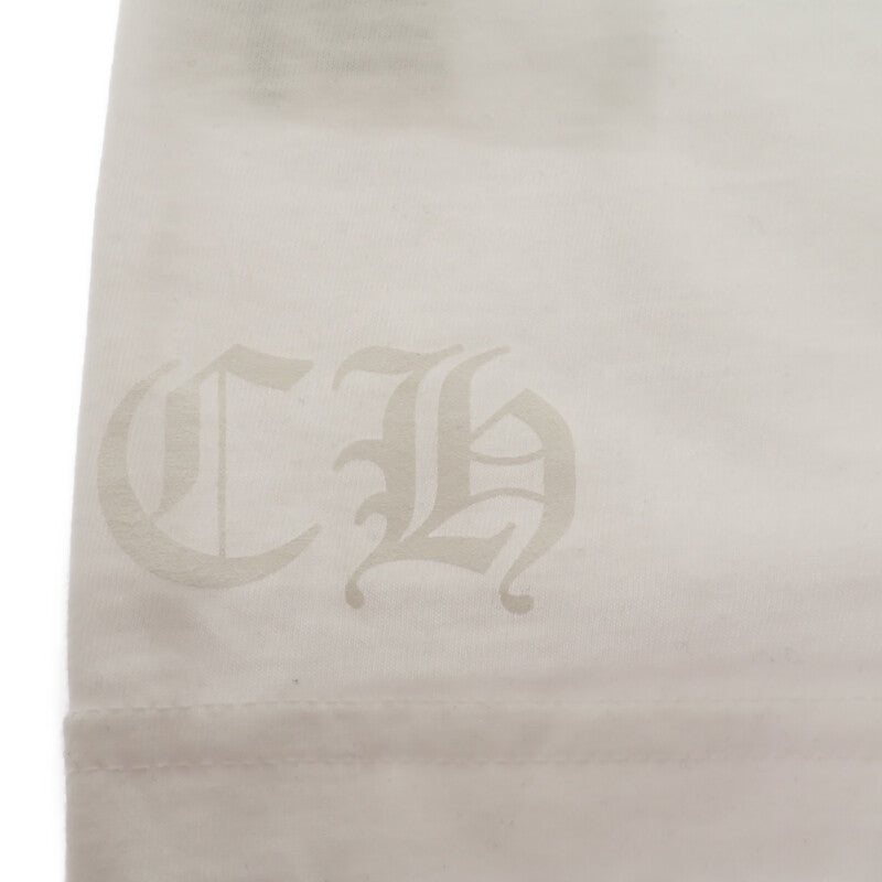 クロムハーツ CHROME HEARTS ネックロゴ ロングスリーブ トップス L 長袖Ｔシャツ コットン ホワイト ブルー メンズ【中古】【ABランク】