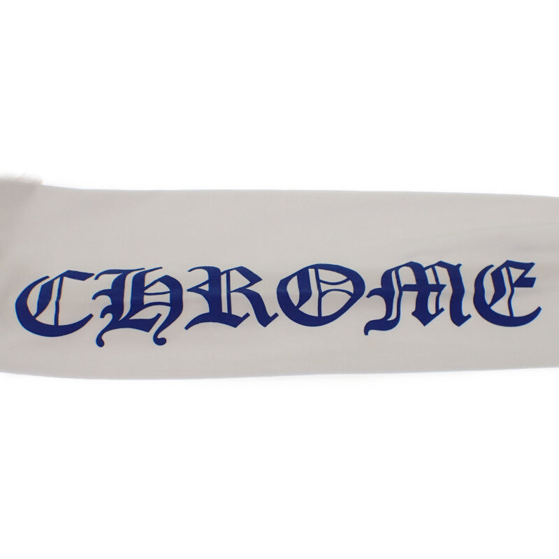 クロムハーツ CHROME HEARTS ネックロゴ ロングスリーブ トップス L 長袖Ｔシャツ コットン ホワイト ブルー メンズ【中古】【ABランク】