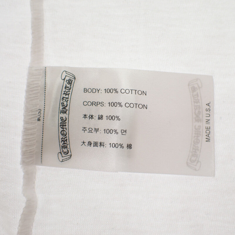 クロムハーツ CHROME HEARTS ネックロゴ ロングスリーブ トップス L 長袖Ｔシャツ コットン ホワイト ブルー メンズ【中古】【ABランク】