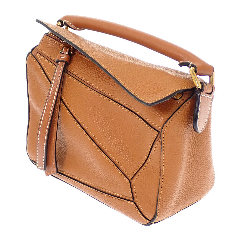 ロエベ LOEWE パズル ミニ A510P88X60 ショルダーバッグ カーフ ブラウン ゴールド金具 レディース【中古】【Aランク】