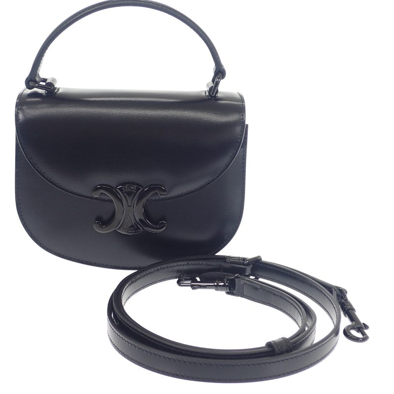 セリーヌ CELINE ミニ ブザス クレア 10L063GHZ.38NN ショルダーバッグ ２WAYバッグ カーフ ラムスキン ブラック レディース【中古】【Aランク】