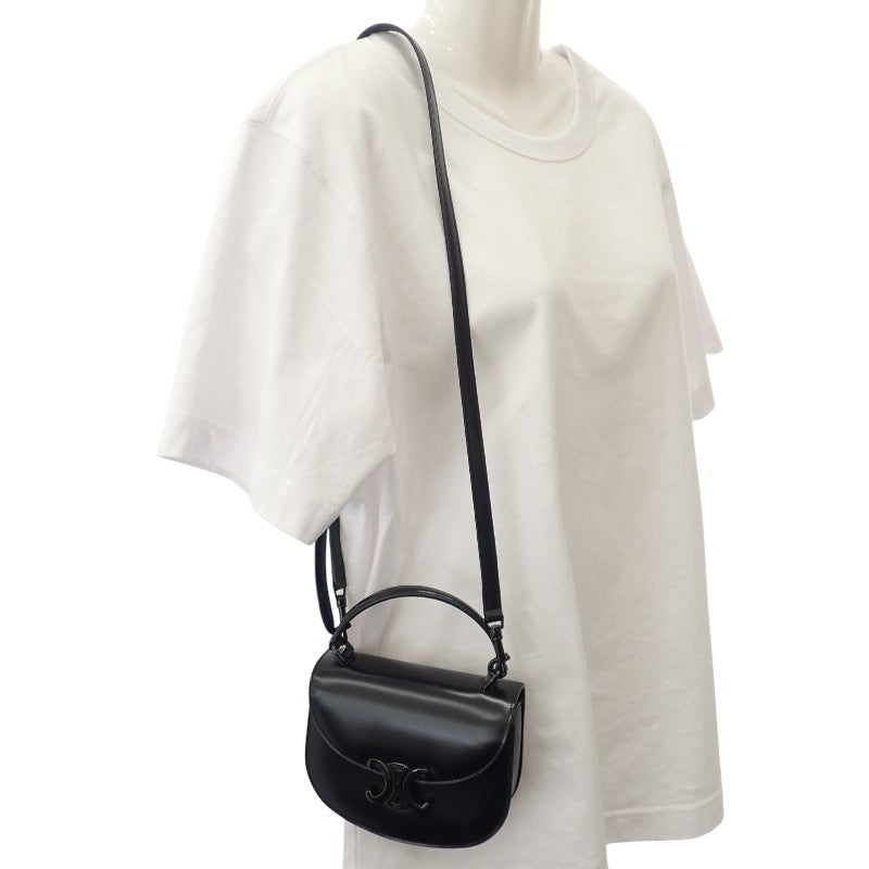 セリーヌ CELINE ミニ ブザス クレア 10L063GHZ.38NN ショルダーバッグ ２WAYバッグ カーフ ラムスキン ブラック レディース【中古】【Aランク】