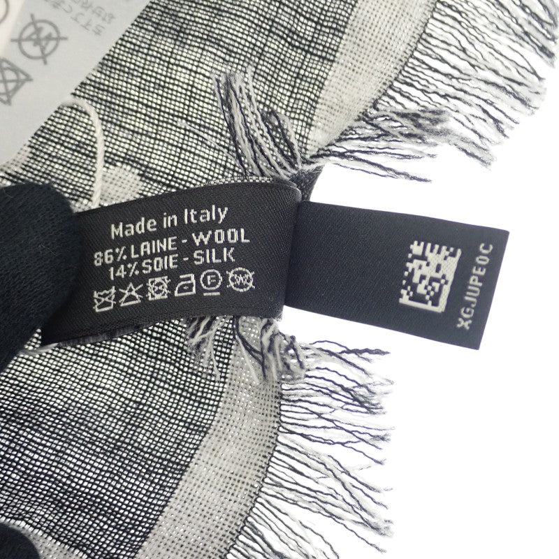 シャネル CHANEL ロゴ マフラー ウール シルク ブラック レディース