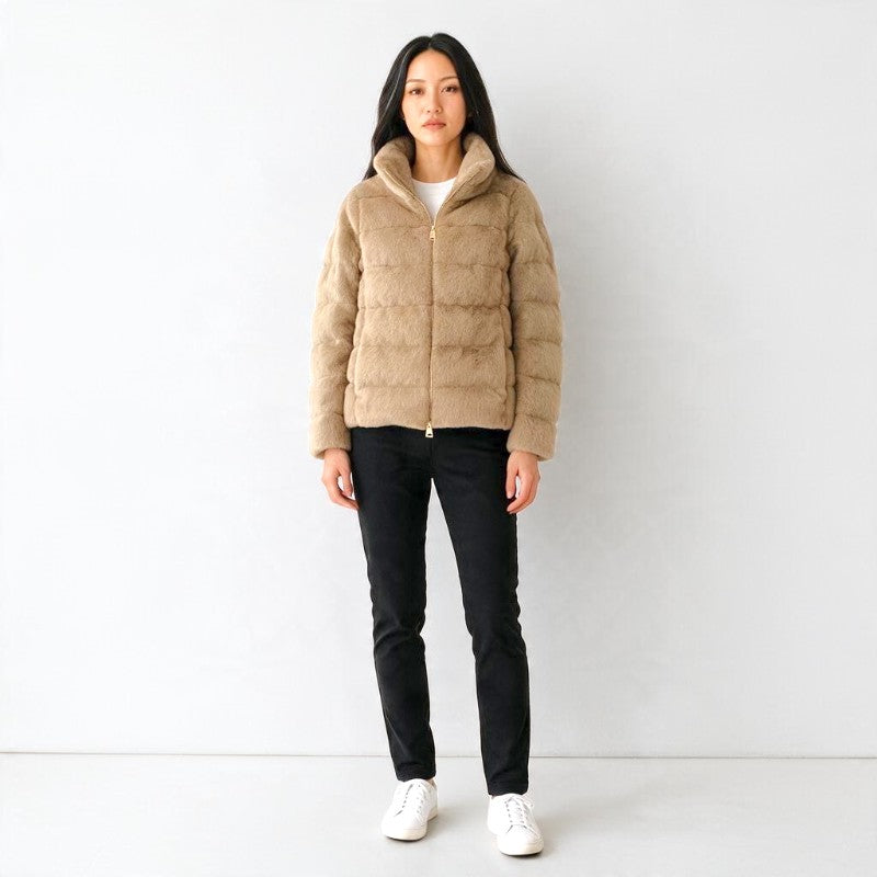 Herno Eco-Fur Short Down Jacket 40 PI1166D-12354-2155 Polyester Beige Women's [Used] [A Rank]