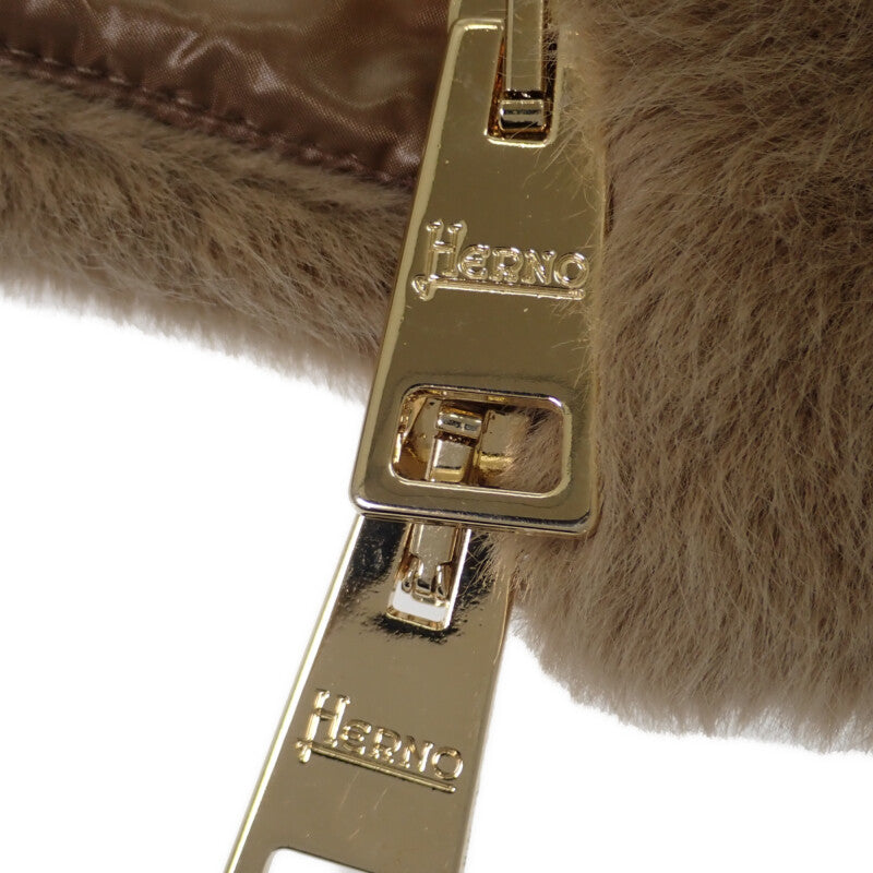 ヘルノ Herno エコファー ショートダウン 40 PI1166D-12354-2155 ダウンジャケット ポリエステル ベージュ レディース【中古】【Aランク】