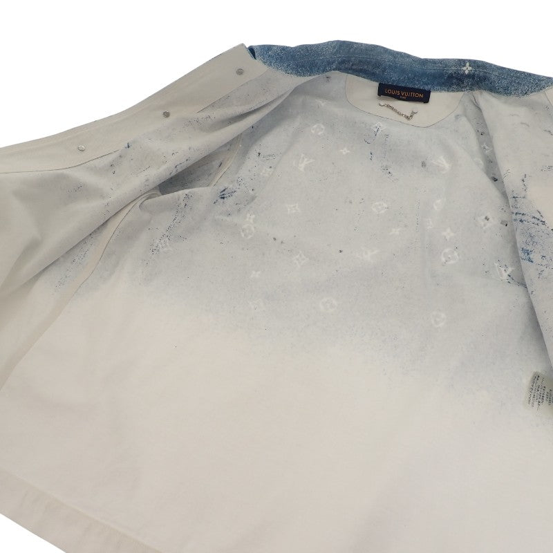 ルイヴィトン LOUIS VUITTON ワークウェアシャツ M 1A5VYS デニムジャケット コットン ブルー ホワイト メンズ【中古】【ABランク】