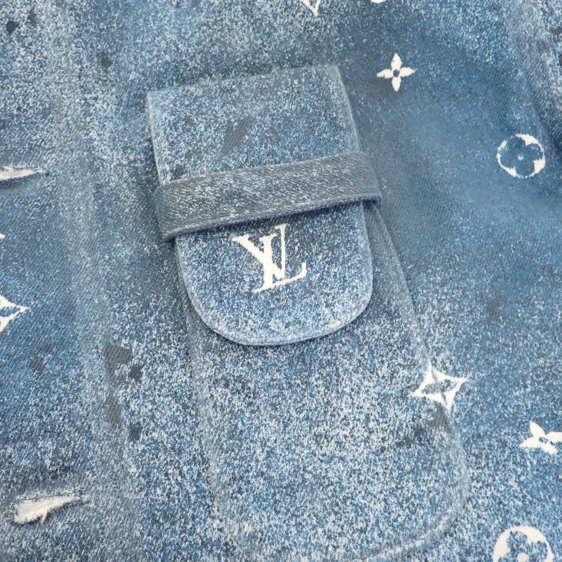 ルイヴィトン LOUIS VUITTON ワークウェアシャツ M 1A5VYS デニムジャケット コットン ブルー ホワイト メンズ【中古】【ABランク】
