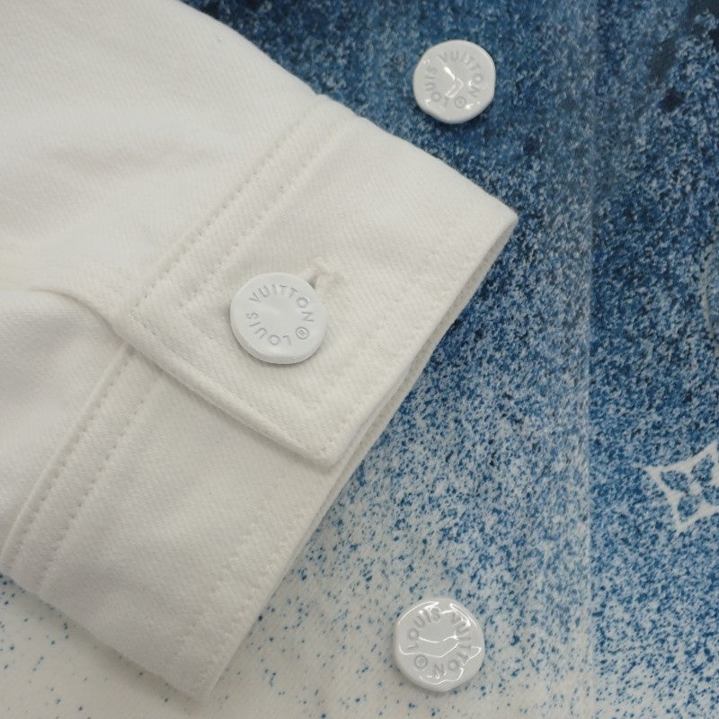 ルイヴィトン LOUIS VUITTON ワークウェアシャツ M 1A5VYS デニムジャケット コットン ブルー ホワイト メンズ【中古】【ABランク】