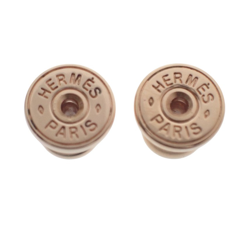 エルメス HERMES ループ グラン ピアス メタル レザー ゴールド ブラック レディース【中古】【Aランク】