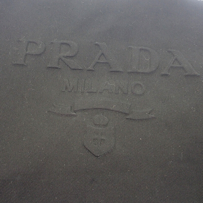 プラダ PRADA ドリル 2VG081 トートバッグ キャンバス ブラック シルバー金具 レディース【中古】【ABランク】